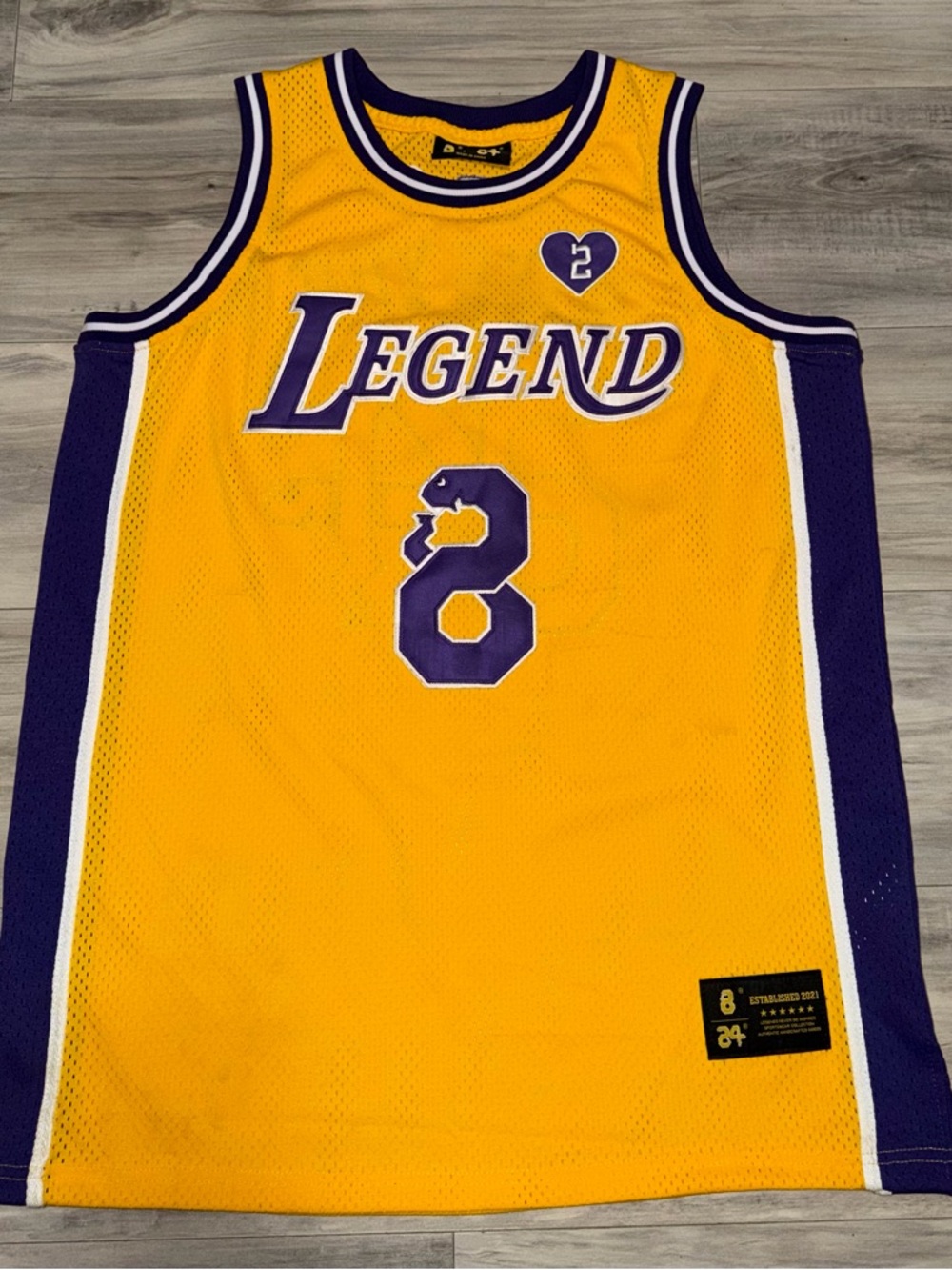 Legend Kobe Bryant Tribute Basketball Jersey in Gold and Purple